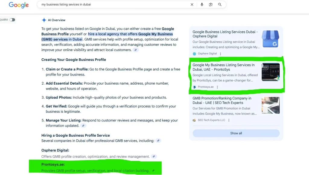  Prontosys appears prominently in Google's AI Overview