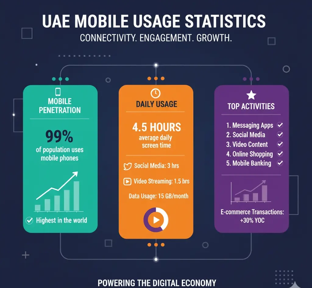 Infographic UAE mobile usage statistics by Prontosys