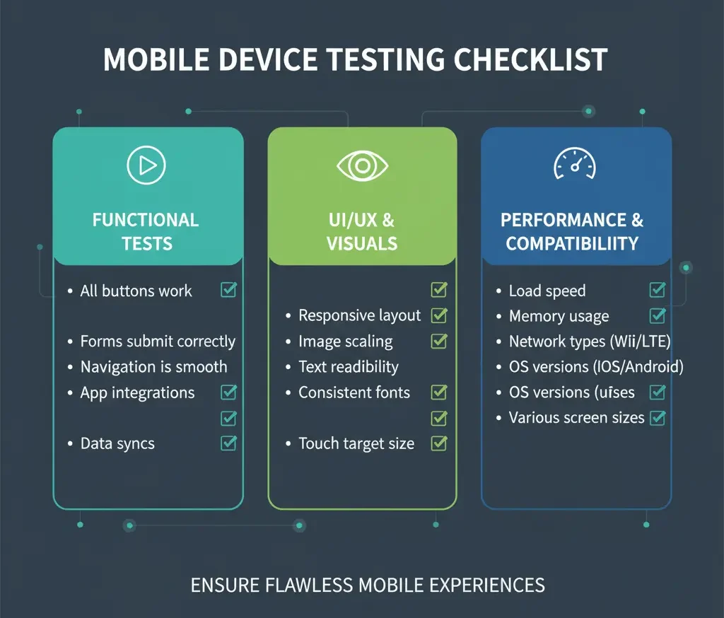 Mobile device testing checklist by Prontosys