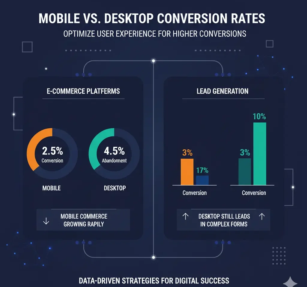 Mobile vs. desktop conversion rate graphs by Prontosys