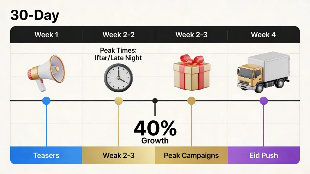 Ramadan campaign timeline visual for e-commerce