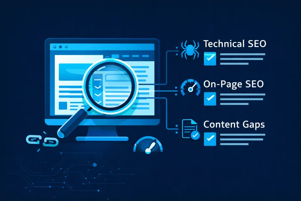 SEO audit process checklist illustration