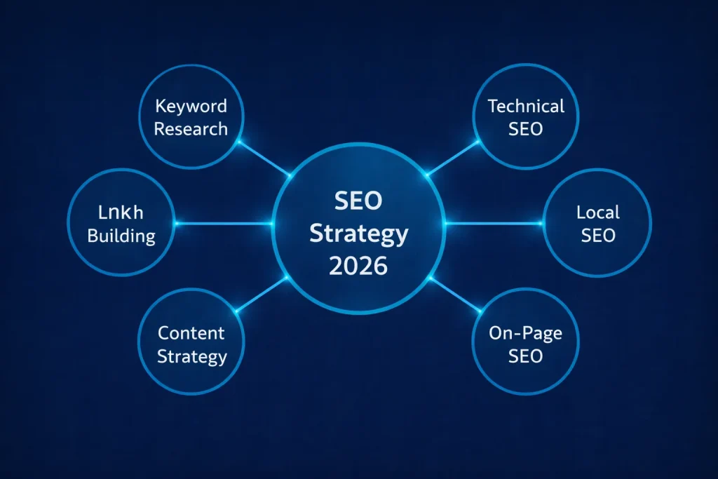SEO topic cluster model diagram 2026