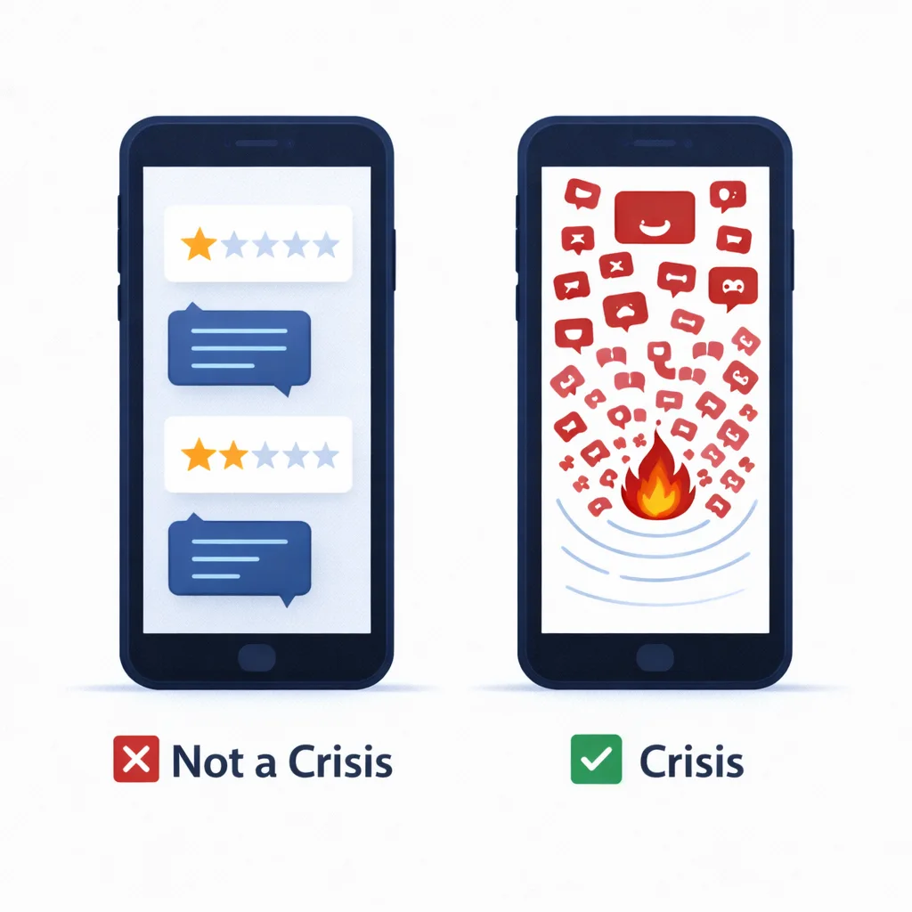 Infographic comparing a social media crisis vs normal negative comments for UAE brands