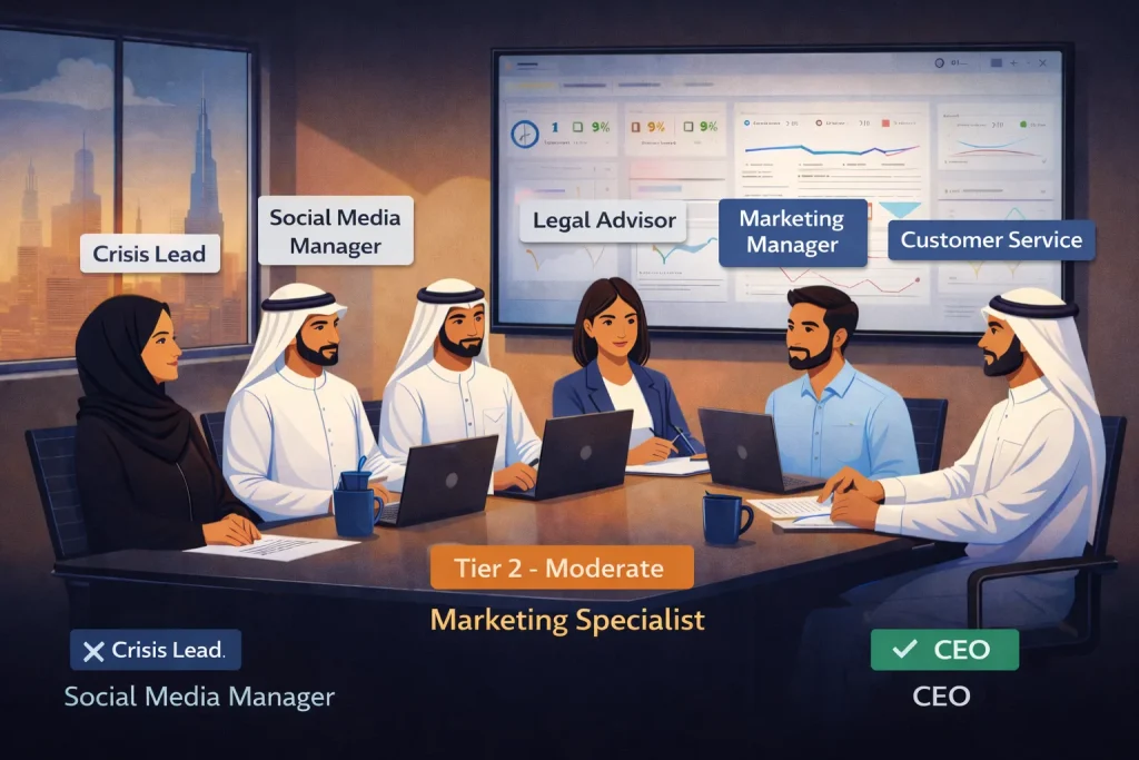 Social media crisis response team roles for a Dubai digital marketing agency 