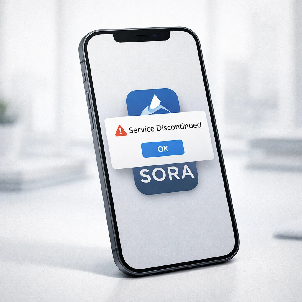 Sora AI app discontinued on smartphone screen