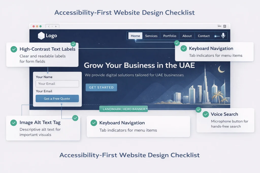Accessible and voice-UI website design checklist — inclusive web design trends 2026 for UAE businesses

